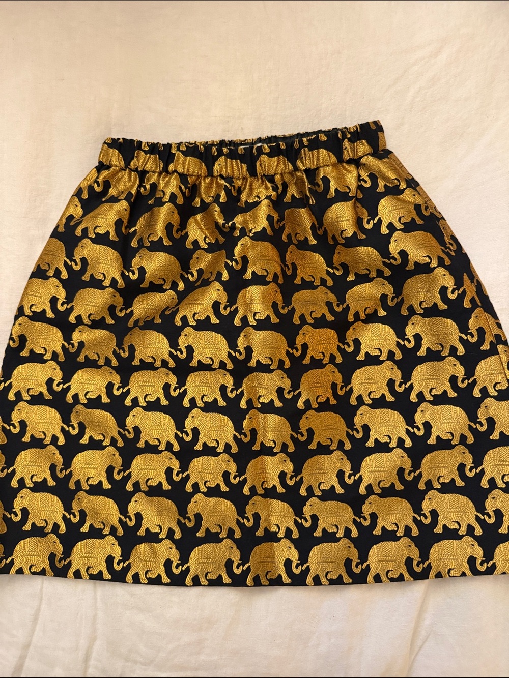 Crewcuts Gold Elephant Print Black Skirt - girls skirt size 12